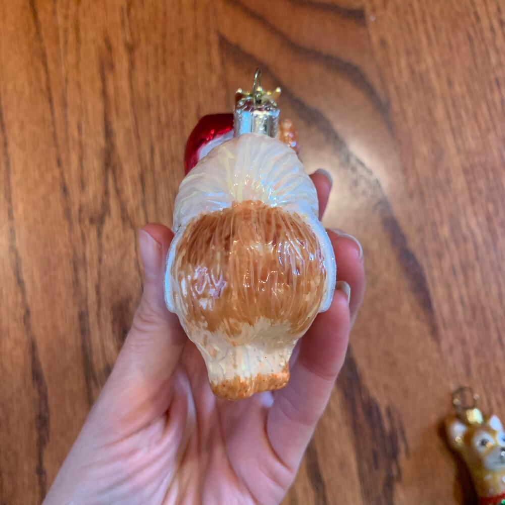 Kurt Adler Noble Gems Pomeranian Glass Christmas Ornament | 3.5" L x 3" H - Picture 4 of 5